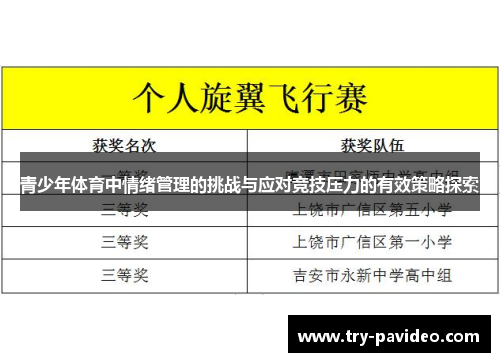 青少年体育中情绪管理的挑战与应对竞技压力的有效策略探索